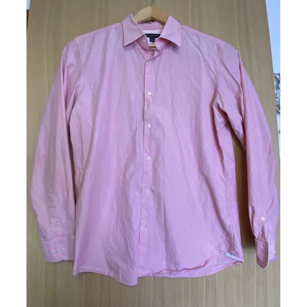 Banana Republic Mens Large L Button Down Shirt Pink White  Micro Stripe 626415